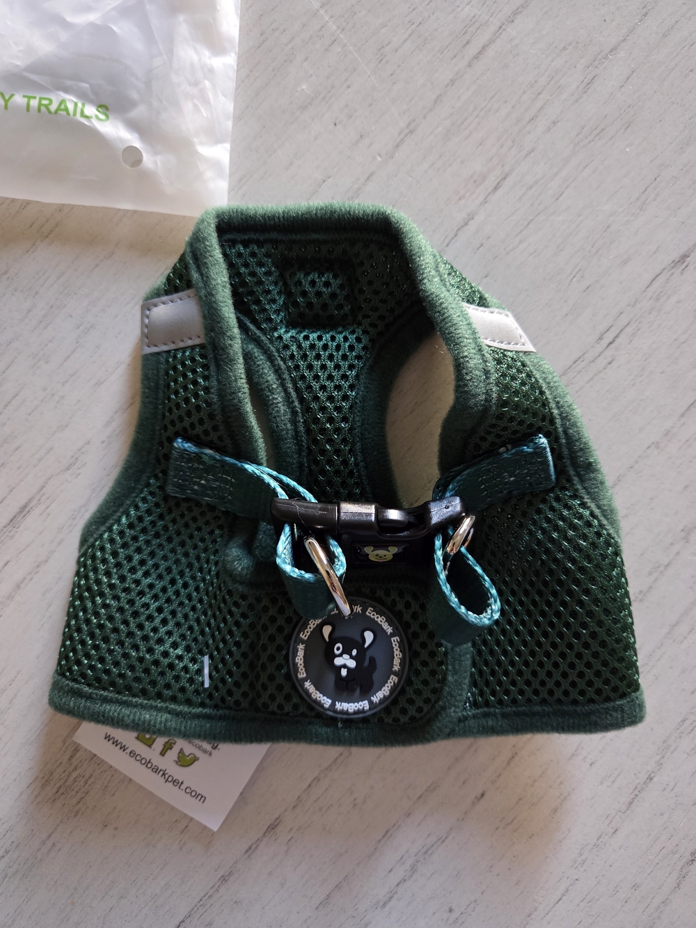 EcoBark Step in Dog Harness Reflective Soft Ultra Padded Mesh Forest Green XS